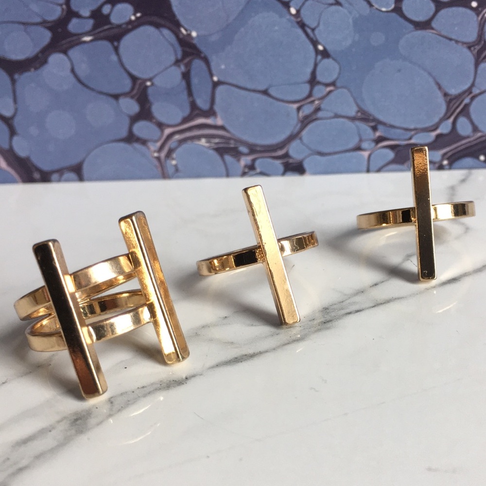 Madewell Gold Bar Ring Set